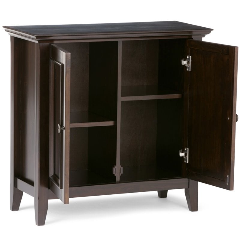 Simpli Home Amherst Solid Wood Low Storage Cabinet in Hickory Brown
