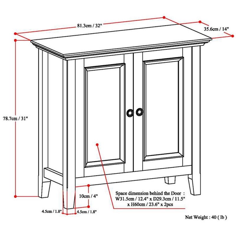Simpli Home Amherst Solid Wood Low Storage Cabinet in Hickory Brown