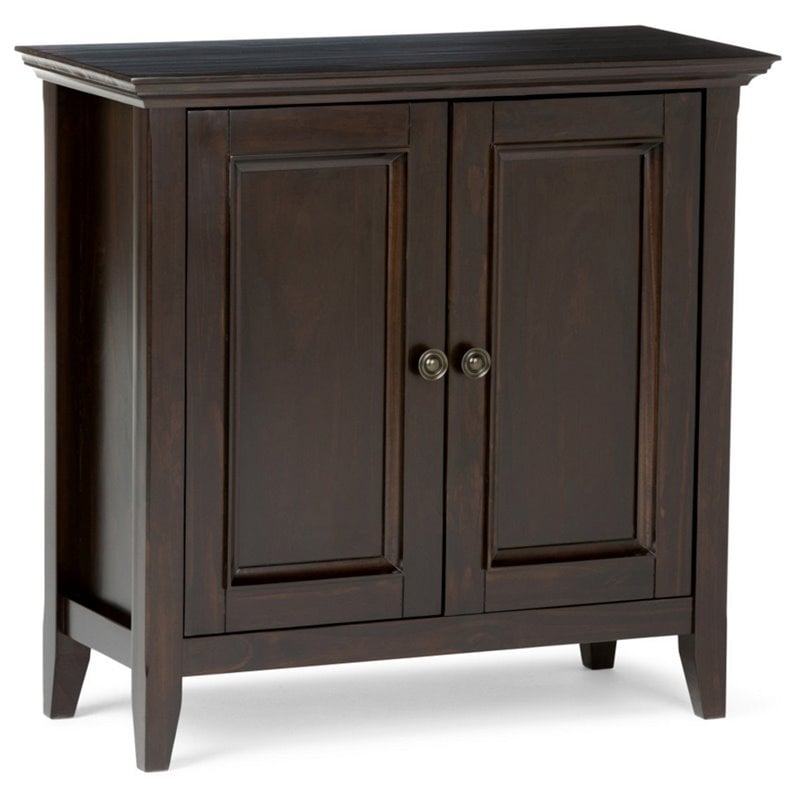 Simpli Home Amherst Solid Wood Low Storage Cabinet in Hickory Brown