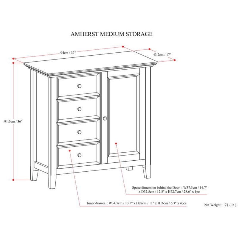 Simpli Home Amherst Solid Wood Medium Storage Cabinet in Hickory Brown