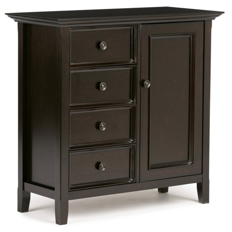 Simpli Home Amherst Solid Wood Medium Storage Cabinet in Hickory Brown