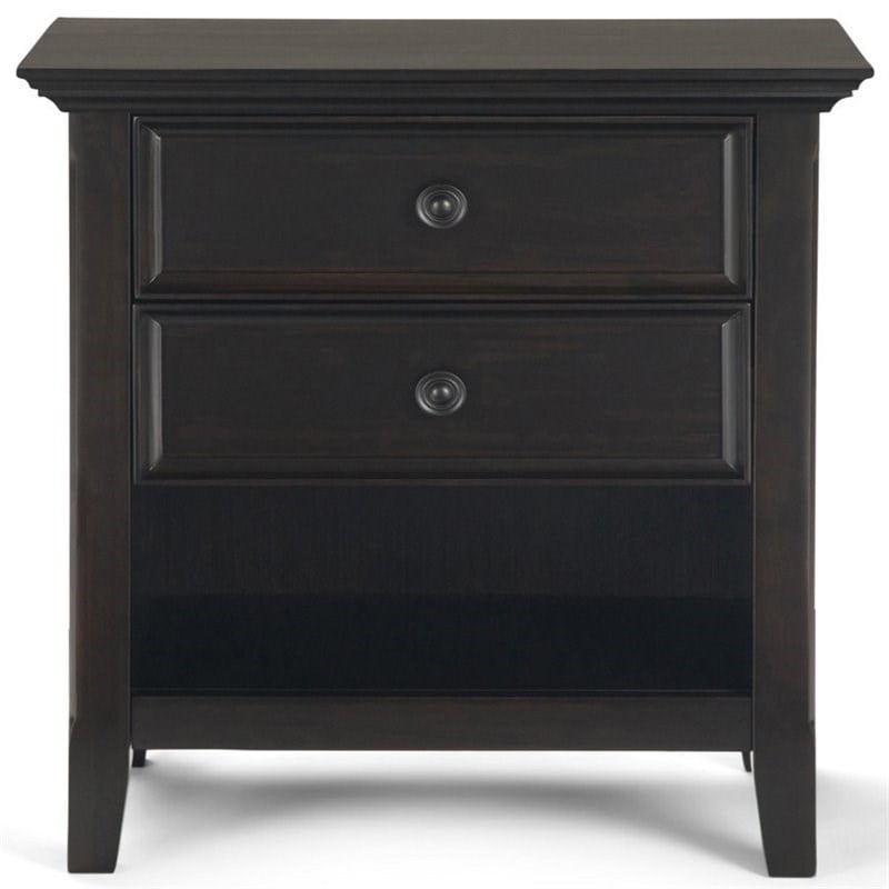 Amherst 24 inch Wide Solid Wood Transitional Bedside Table in Hickory Brown