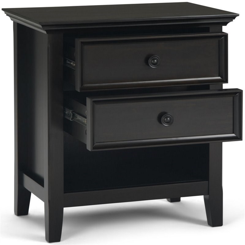 Amherst 24 inch Wide Solid Wood Transitional Bedside Table in Hickory Brown