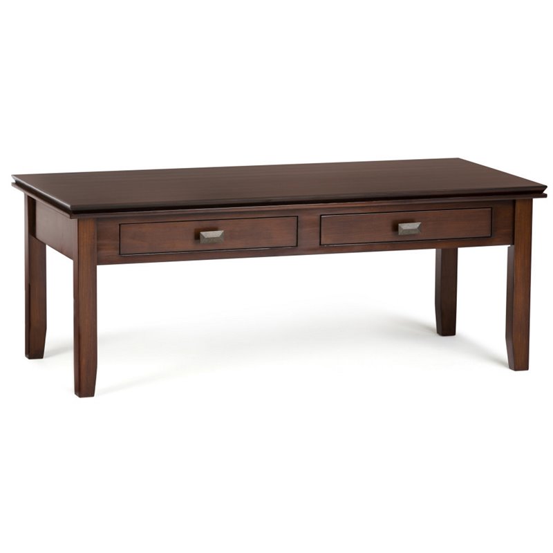 Simpli Home Artisan Solid Wood Coffee Table With Drawers In Russet Brown Axcrart01 Rus