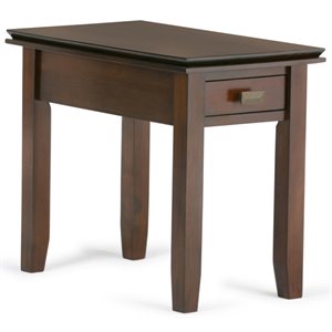 Artisan Wood 14&quot Rectangle Transitional Narrow End Side Table in Russet Brown