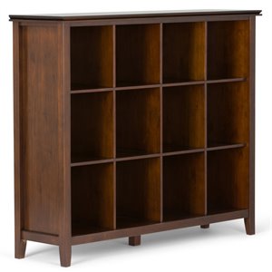 simpli home artisan 12 cubby solid wood bookcase