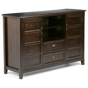 Simpli Home Burlington Wood 54&quot Transitional TV Media Stand in Mahogany Brown For TVs up to 60&quot