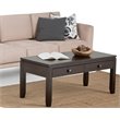 Simpli Home Cosmopolitan Solid Wood Coffee Table with Drawers in Mahogany Brown