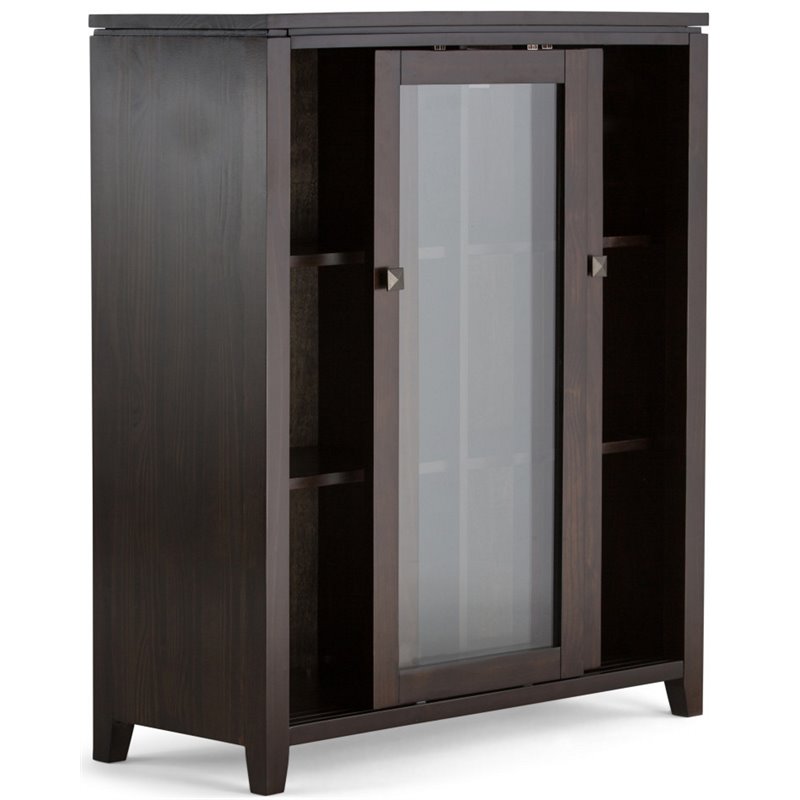 Simpli Home Cosmopolitan Solid Wood Medium Storage Cabinet in Mahogany Brown