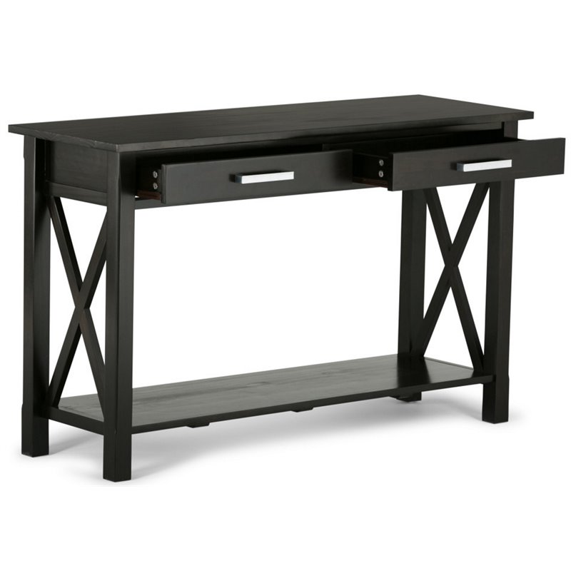 Simpli Home Kitchener Solid Wood Console Table with 2 Drawers in Hickory Brown