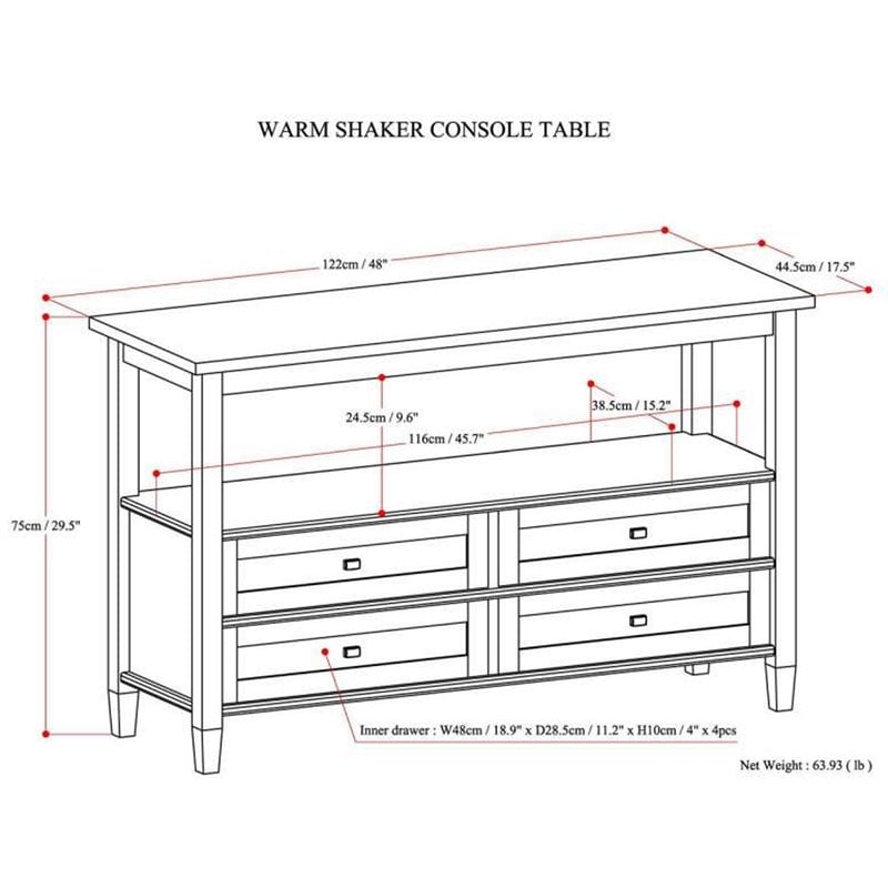 Simpli Home Warm Shaker Wood 48