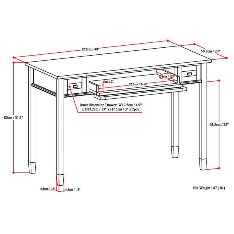 Simpli Home Warm Shaker Wood Transitional 48