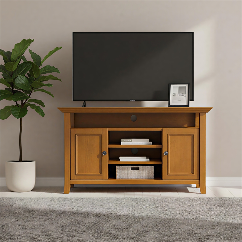 Amherst 54 inch Wide Solid Wood Transitional TV Stand in Light Golden Brown