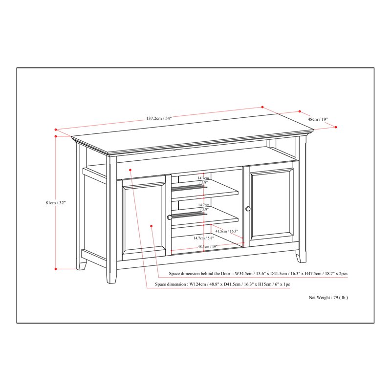 Amherst 54 inch Wide Solid Wood Transitional TV Stand in Light Golden Brown
