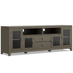 Simpli Home Cosmopolitan Solid Wood Extra Wide 72&quot TV Stand - Farmhouse Gray