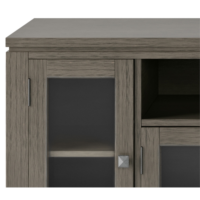 Simpli Home Cosmopolitan Solid Wood Extra Wide 72" TV Stand Farmhouse Gray Cymax Business