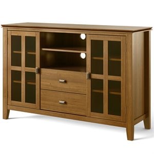Artisan Wood 53&quot Transitional TV Media Stand in Honey Brown For TVs up to 60&quot