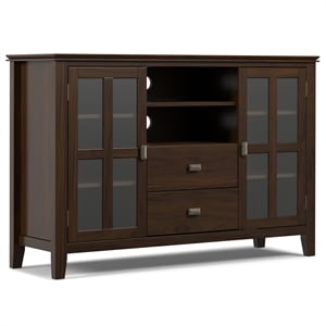 Artisan Wood 53&quot Transitional TV Media Stand in Tobacco Brown For TVs up to 60&quot