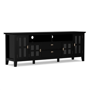 Artisan Wood 72&quot Transitional TV Media Stand in Black For TVs up to 80&quot