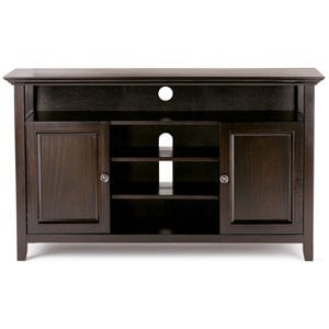 Simpli Home Amherst Transitional Solid Wood 54&quot TV Stand in Hickory Brown