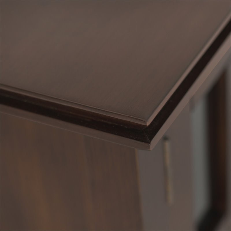 Simpli Home Artisan Wood TV Media Stand in Russet Brown For TVs up to 80