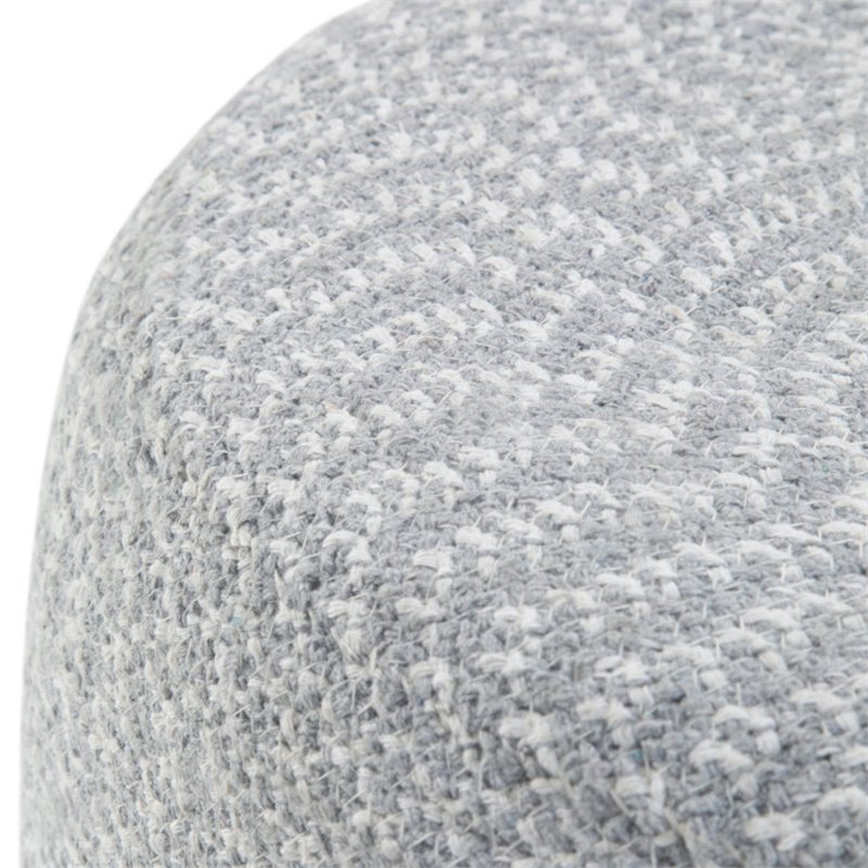 Simpli Home Bayley Boho Round Braided Pouf in Blue and Natural Cotton