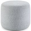 Simpli Home Bayley Boho Round Braided Pouf in Blue and Natural Cotton