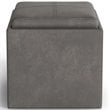 Simpli Home Rockwood Square Faux Leather Storage Ottoman With Tray in Slate Gray