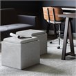 Simpli Home Rockwood Square Linen Fabric Storage Ottoman With Tray in Cloud Gray