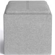 Simpli Home Rockwood Square Linen Fabric Storage Ottoman With Tray in Cloud Gray