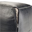 Simpli Home Bowen Boho Square Pouf in Black Genuine Leather
