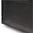 Simpli Home Bowen Boho Square Pouf in Black Genuine Leather