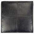 Simpli Home Bowen Boho Square Pouf in Black Genuine Leather