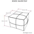 Simpli Home Bowen Boho Square Pouf in Black Genuine Leather