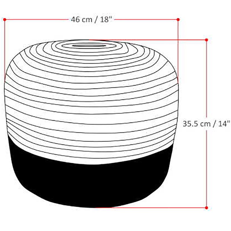 Simpli Home Lydia Boho Round Pouf in Navy and Natural Braided Jute