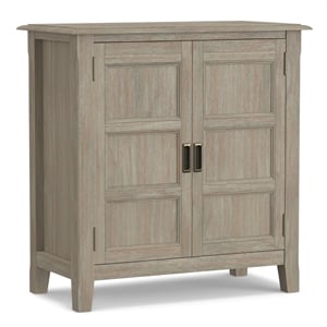 Burlington 30&quotWD Wood Transitional Low Storage Cabinet in Distressed Gray