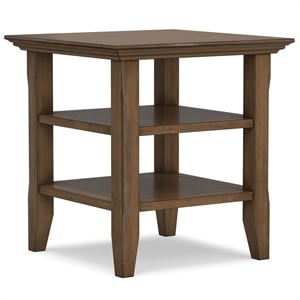 Acadian Wood 19&quot Square Transitional End Table in Rustic Natural Brown