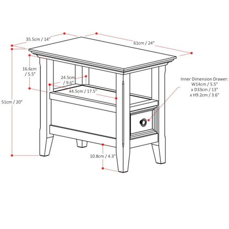 Simpli Home Amherst Solid Wood Narrow End Table with Storagein Hickory ...