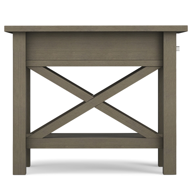 Simpli Home Kitchener Solid Wood Narrow End Table with Storage in Farmhouse Gray