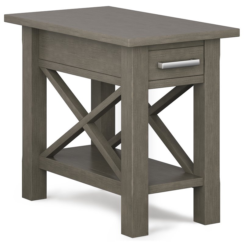 Simpli Home Kitchener Solid Wood Narrow End Table with Storage in