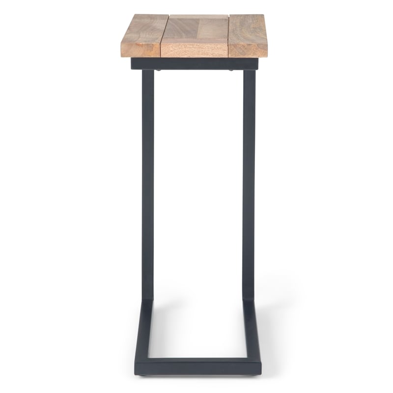Simpli Home Skyler Modern Solid Wood C-Shape End Table in Natural and Black