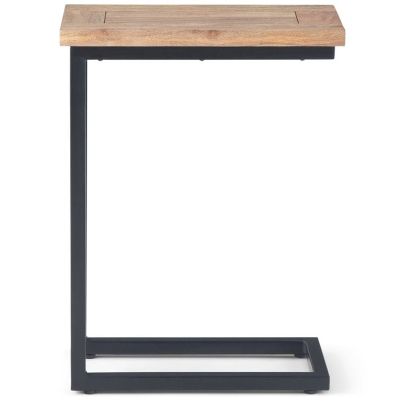 Simpli Home Skyler Modern Solid Wood C-Shape End Table in Natural and Black