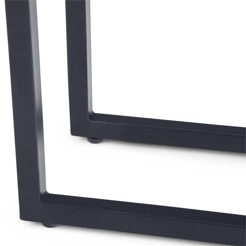 Simpli Home Skyler Modern Solid Wood C-Shape End Table in Natural and Black