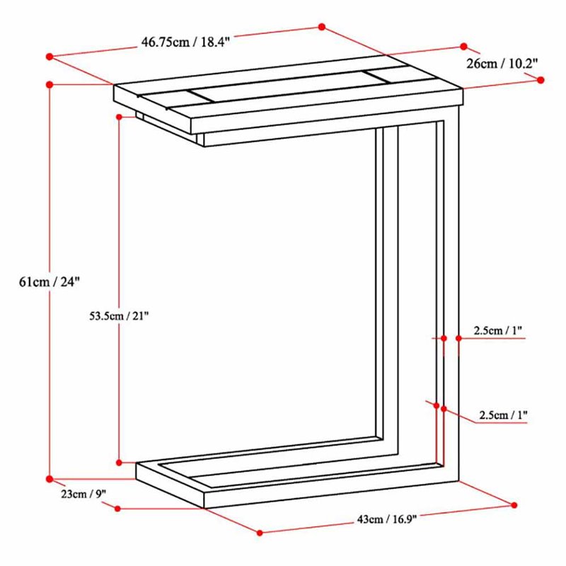 Simpli Home Skyler Modern Solid Wood C-Shape End Table in Natural and Black