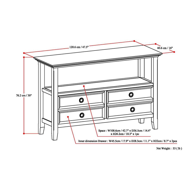 Simpli Home Amherst Transitional Solid Wood Console Sofa Table - Distressed Gray