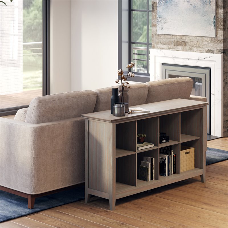 Simpli Home Artisan 8 Cubby Contemporary Solid Wood Bookcase in