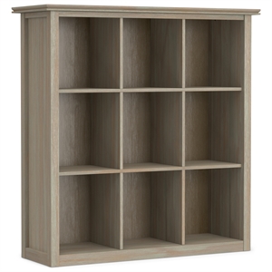 Simpli Home Artisan Wood 45&quot x 43&quot Transitional 9 Cube Bookcase and Unit in Gray