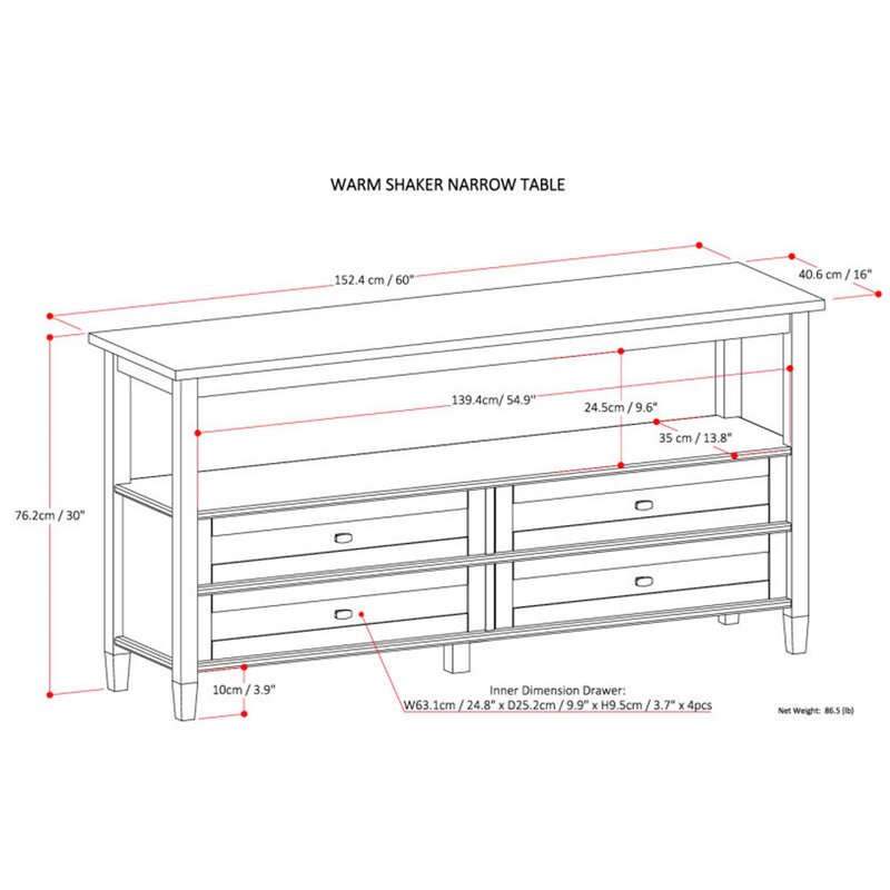 Simpli Home Warm Shaker Wood 60
