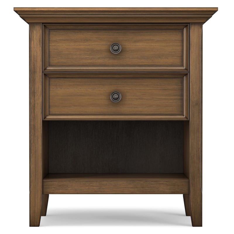 Amherst 24 inch Wide Solid Wood Transitional Bedside Table in Rustic Natural Aged Brown