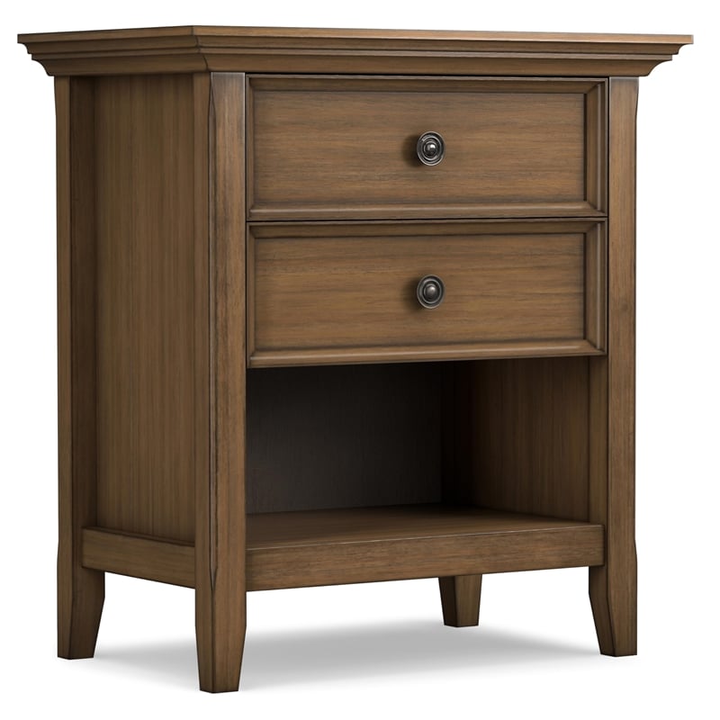 Amherst 24 inch Wide Solid Wood Transitional Bedside Table in Rustic Natural Aged Brown